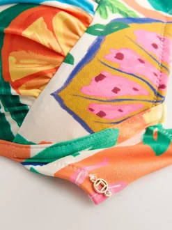 Bright Fruit Stripe Bow Front Padded Wired Bikini Top