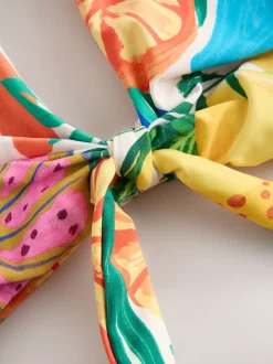 Bright Fruit Stripe DD+ Knot Front Plunge Bikini Top