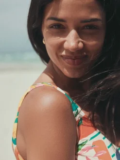 Bright Fruit Stripe Dd+ Wired Scoop Neck Tummy Control Swimsuit
