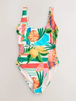 Bright Fruit Stripe Dd+ Wired Scoop Neck Tummy Control Swimsuit