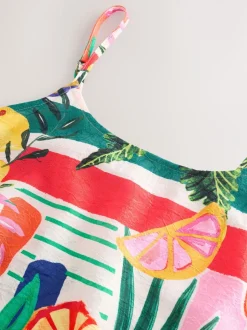 Bright Fruit Stripe Midi Slip Summer Dress