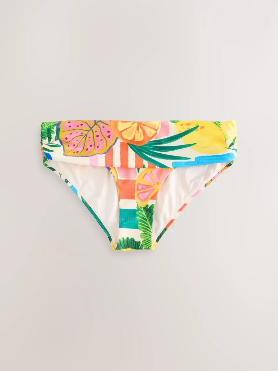 Bright Fruit Stripe Roll Top Bikini Bottoms