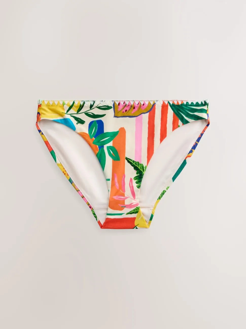 Bright Fruit Stripe Whipstitch High Leg Bikini Bottoms