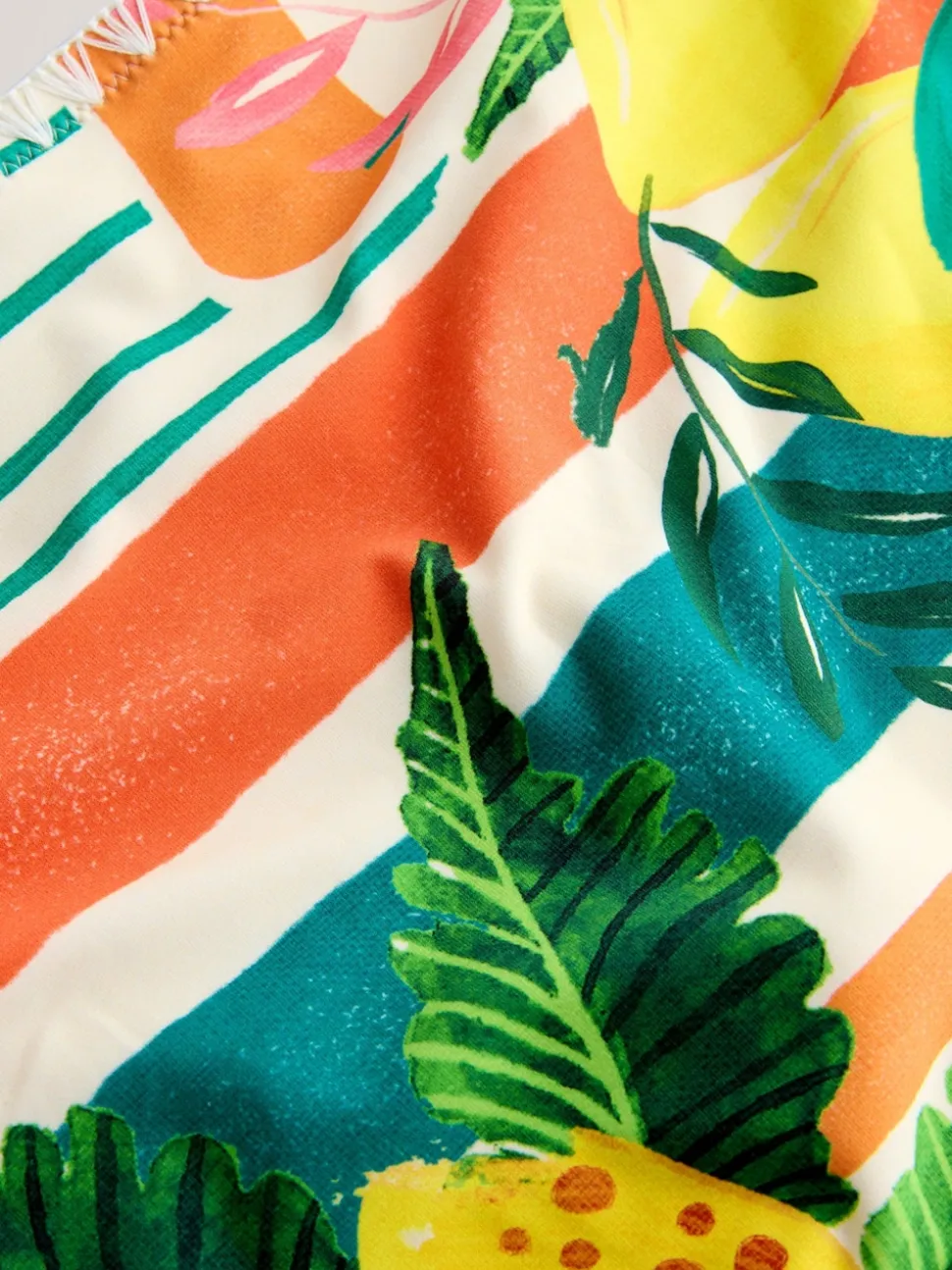 Bright Fruit Stripe Whipstitch High Leg Bikini Bottoms