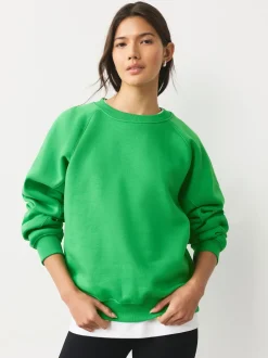 Bright Green Relaxed Fit Heavyweight Regular Crew Neck Sweatshirt