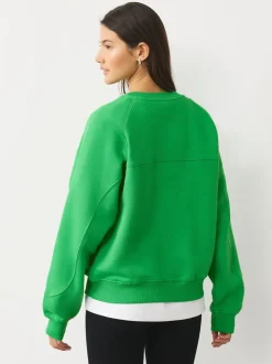 Bright Green Relaxed Fit Heavyweight Regular Crew Neck Sweatshirt