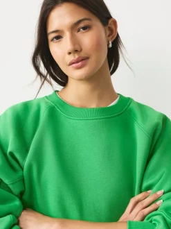Bright Green Relaxed Fit Heavyweight Regular Crew Neck Sweatshirt