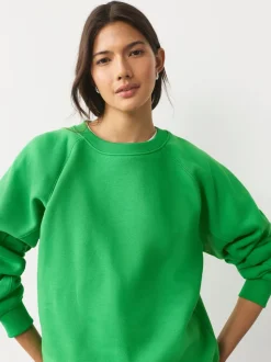 Bright Green Relaxed Fit Heavyweight Regular Crew Neck Sweatshirt