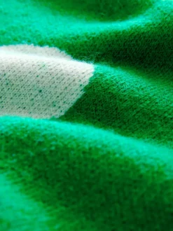 Bright Green Spot Crew Neck Knitted Jumper with Wool