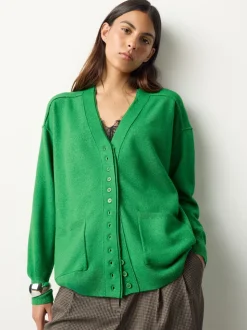 Bright Green Supersoft V-Neck Cardigan With Pockets
