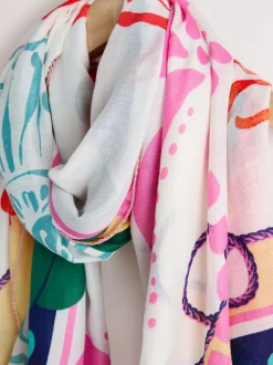 Bright Lobster Print Lightweight Scarf