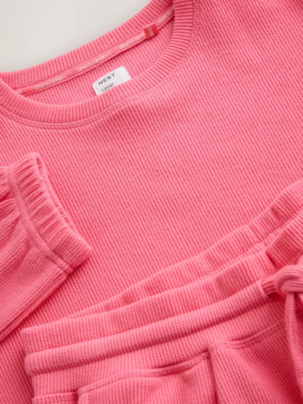 Bright Pink Cosy Waffle Long Sleeve Pyjamas