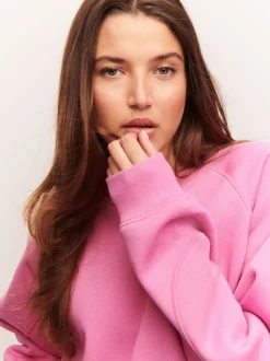 Bright Pink Relaxed Fit Heavyweight Longline Crew Neck Sweatshirt