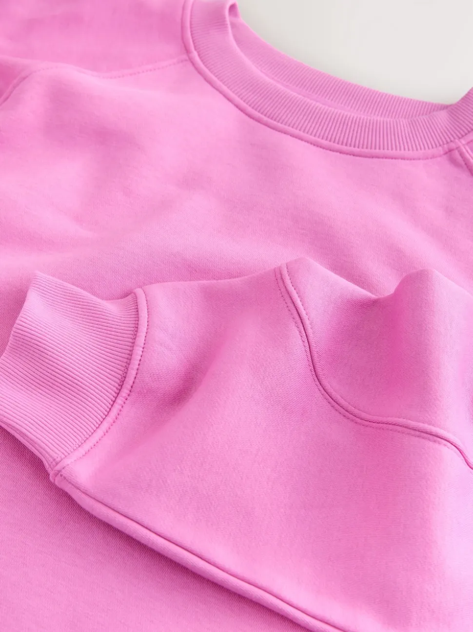 Bright Pink Relaxed Fit Heavyweight Longline Crew Neck Sweatshirt