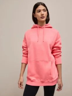 Bright Pink Relaxed Fit Longline Hoodie