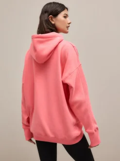 Bright Pink Relaxed Fit Longline Hoodie