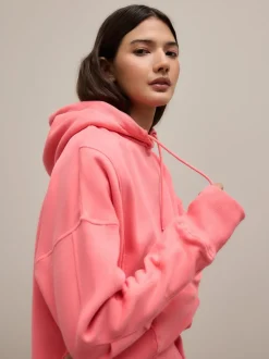 Bright Pink Relaxed Fit Longline Hoodie