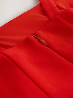 Bright Red Occasion Cinched Waist Maxi Dress