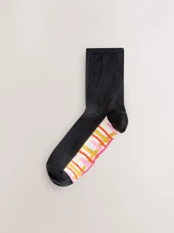 Bright Wobbly Check Footbed Ankle Socks 4 Pack