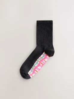 Bright Wobbly Check Footbed Ankle Socks 4 Pack