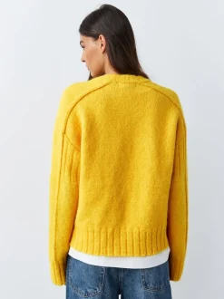 Bright Yellow Crew Neck Jumper With Wool