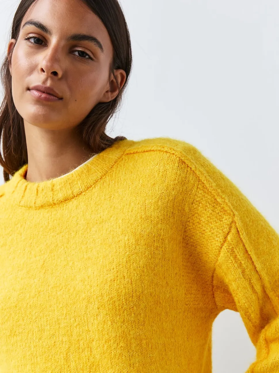 Bright Yellow Crew Neck Jumper With Wool