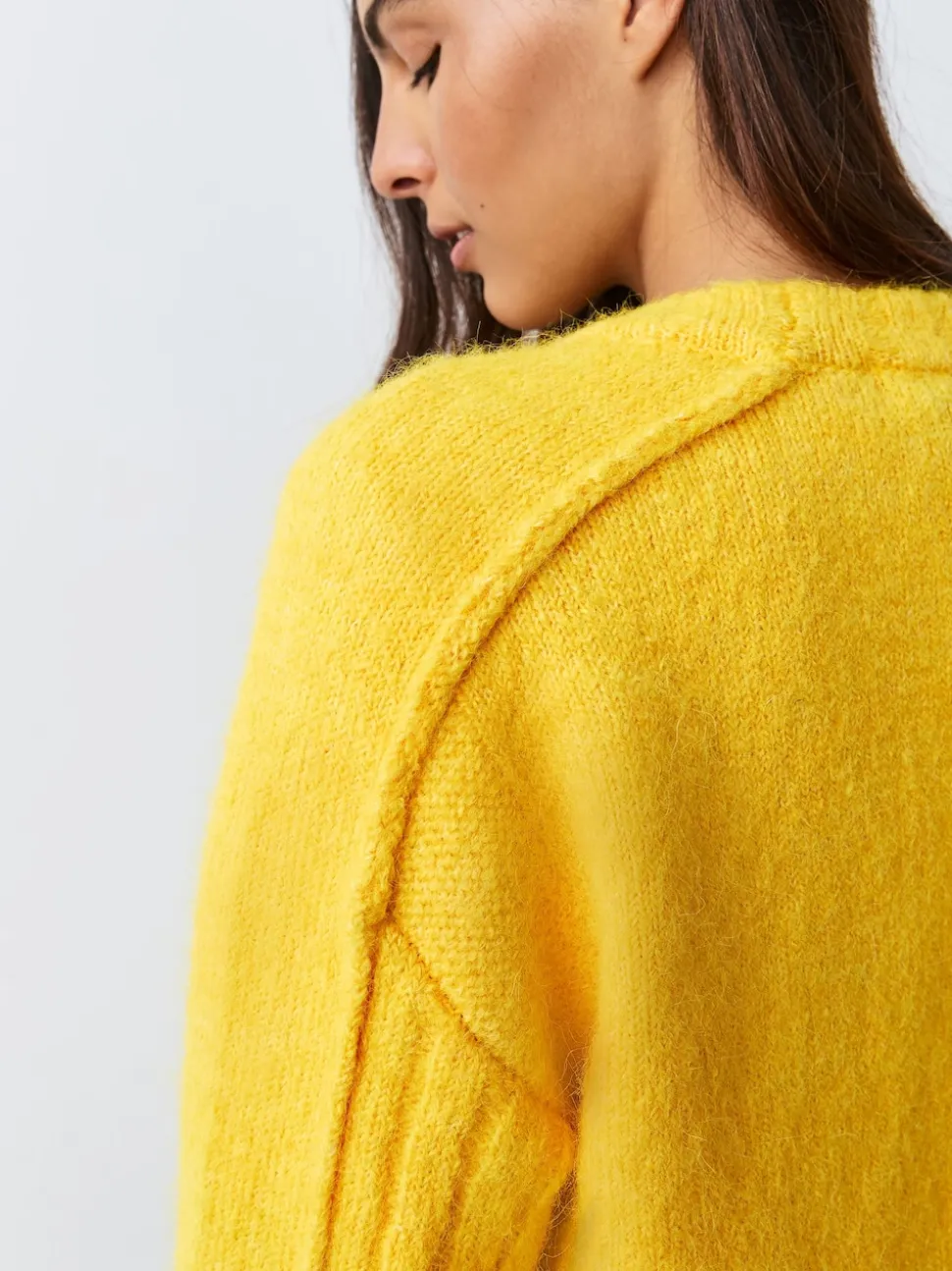 Bright Yellow Crew Neck Jumper With Wool