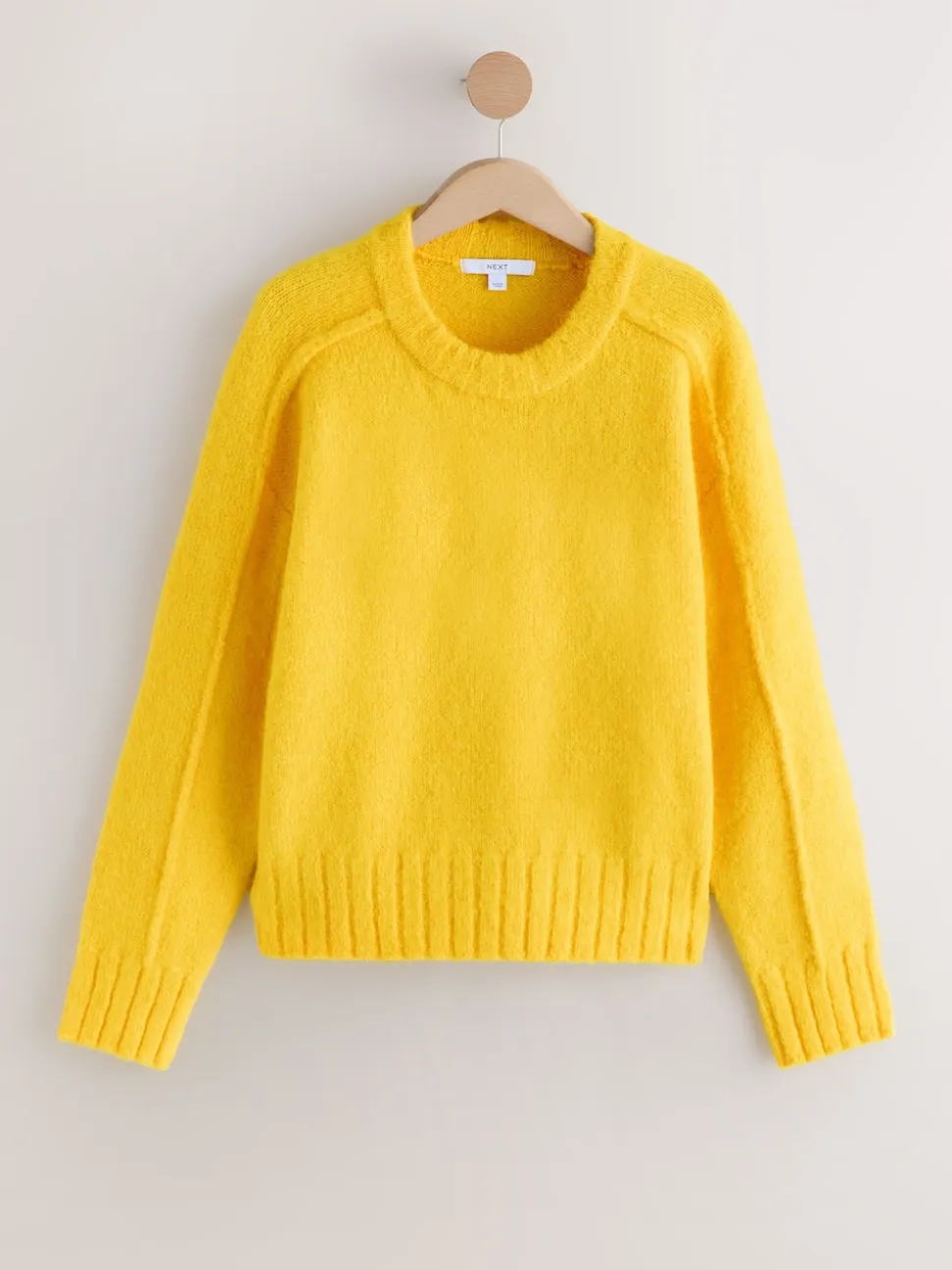 Bright Yellow Crew Neck Jumper With Wool