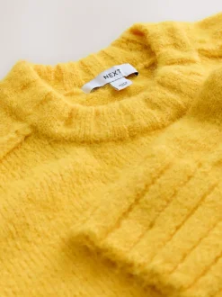 Bright Yellow Crew Neck Jumper With Wool