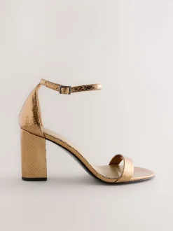 Bronze Standard/Wide Fit Block Heel Sandals