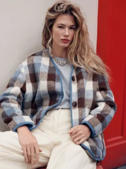 Brown and Blue Checked Jacket