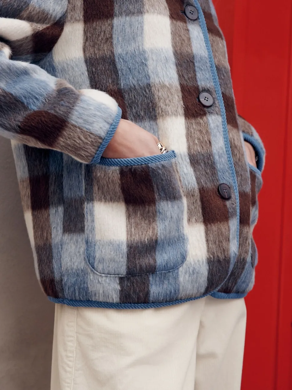 Brown and Blue Checked Jacket