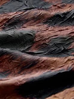 Brown Animal Print Satin Crinkle Wide Leg Trousers