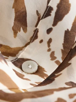 Brown Animal Print Sheer Long Sleeve Shirt