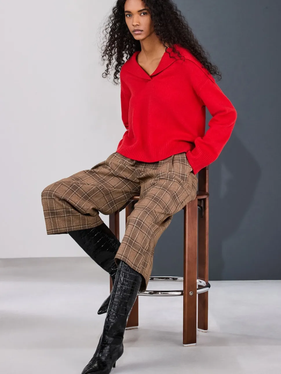 Brown Check Smart Culottes