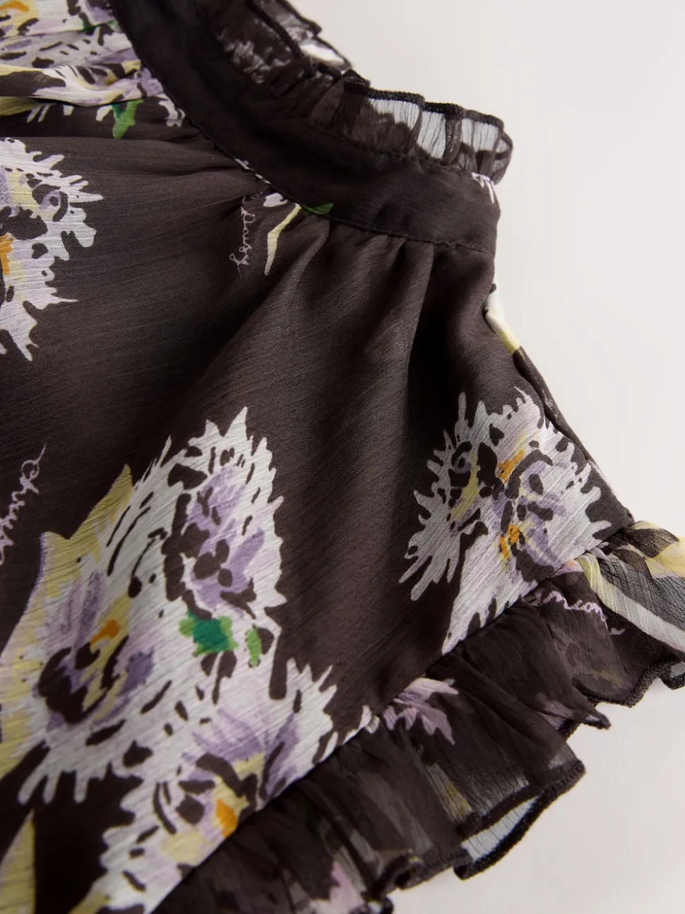 Brown Floral Printed High Neck Tiered Occasion Maxi Dress