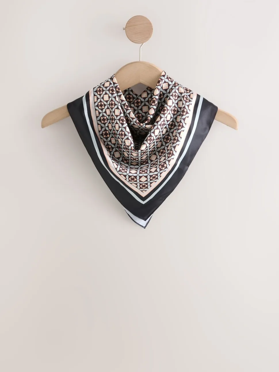Brown Geometric Print Satin Square Scarf
