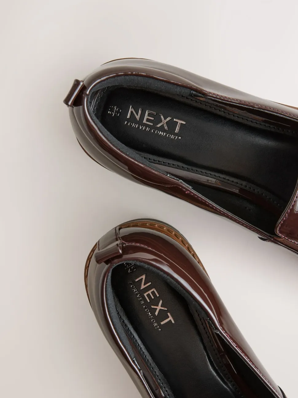 Brown Patent Standard/Wide Fit Forever Comfort® Slip On Clean Chunky Sole Loafers