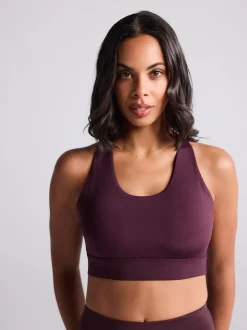 Burgundy Red Active Cross Back Sports Bra