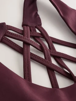 Burgundy Red Active Cross Back Sports Bra