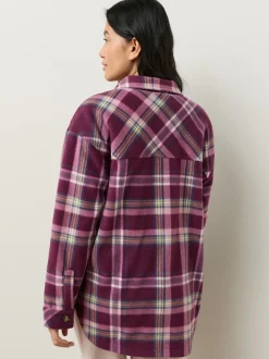Burgundy Red Check Polar Fleece Shacket