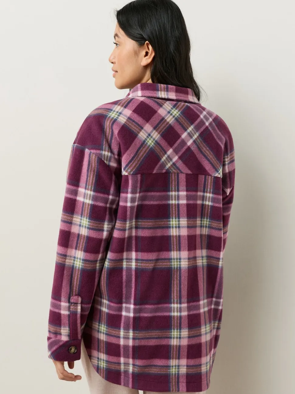Burgundy Red Check Polar Fleece Shacket
