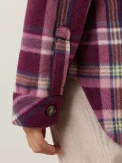 Burgundy Red Check Polar Fleece Shacket