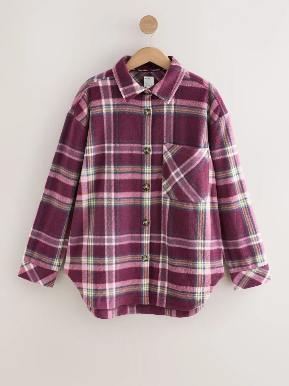 Burgundy Red Check Polar Fleece Shacket