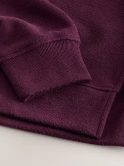 Burgundy Red Cosy Soft Touch Rib Overhead Hooded Jumper Sweatshirt