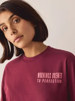 Burgundy Red Cotton Short Sleeve Pyjamas