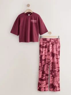 Burgundy Red Cotton Short Sleeve Pyjamas