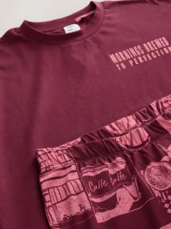 Burgundy Red Cotton Short Sleeve Pyjamas