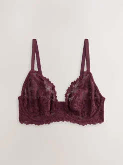 Burgundy Red DD+ Non Pad Plunge Lace Ultimate Comfort Bra