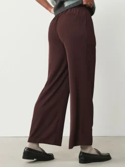 Burgundy Red Elastic Back Wide Leg Trousers